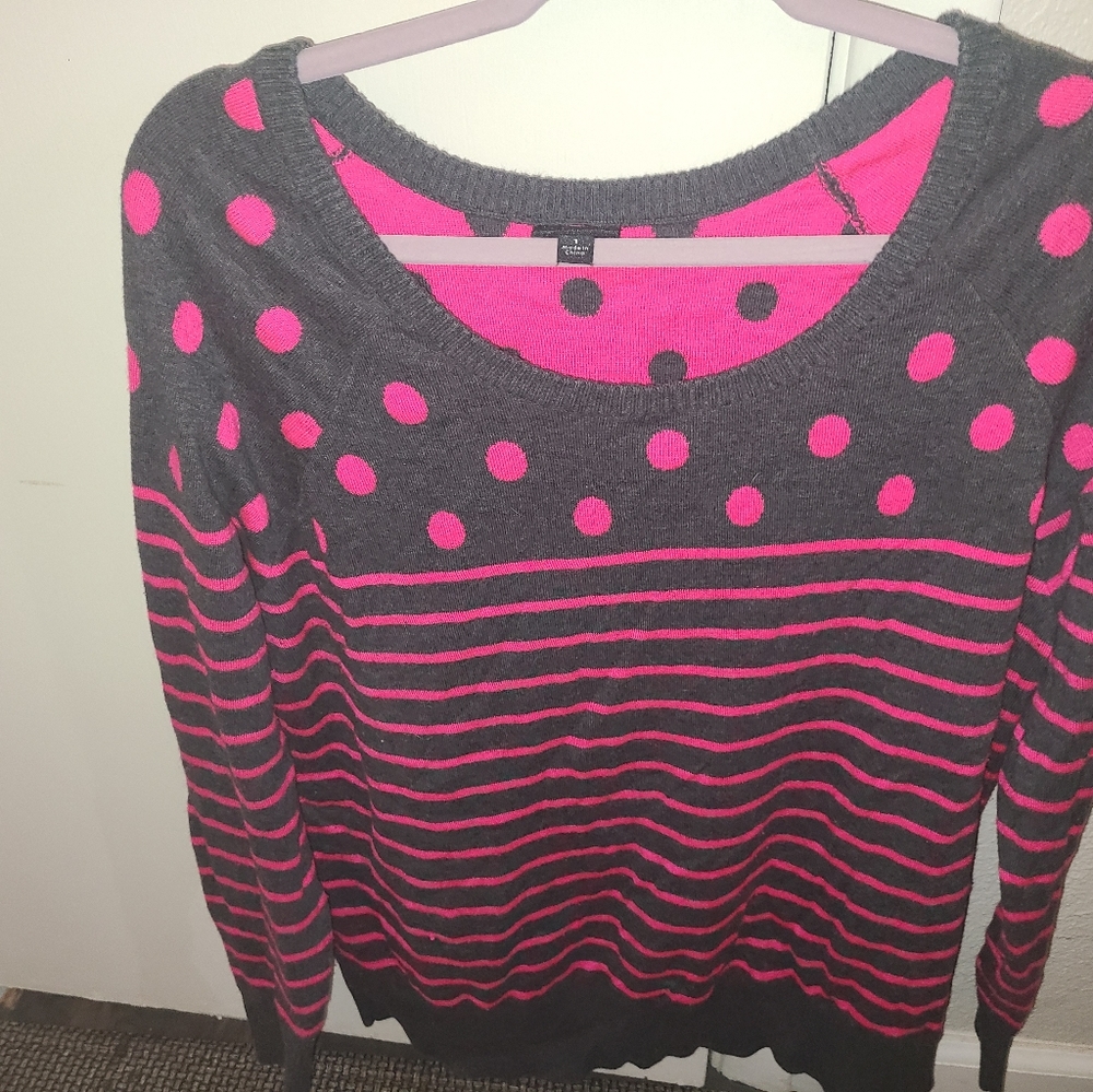 Torrid 1x pink and gray black polka dot set pullover sweater jumper lot